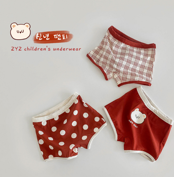 children's underwear. Cotton + fiber, girls triangle / flat horn underwear, boys flat horn / triangle underwear, three mixed wear, S/M / L / XL, 95-135cm height, 2-6 years old, class A