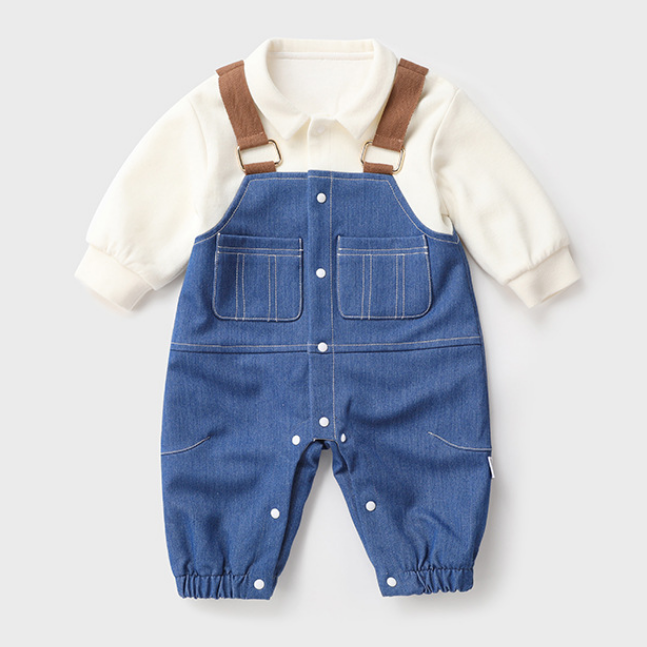 baby long sleeve conjoined. Bag long sleeve crawling, children's clothing, button, spring / autumn, men and women, 66-100cm height, 03-24 months age, class A