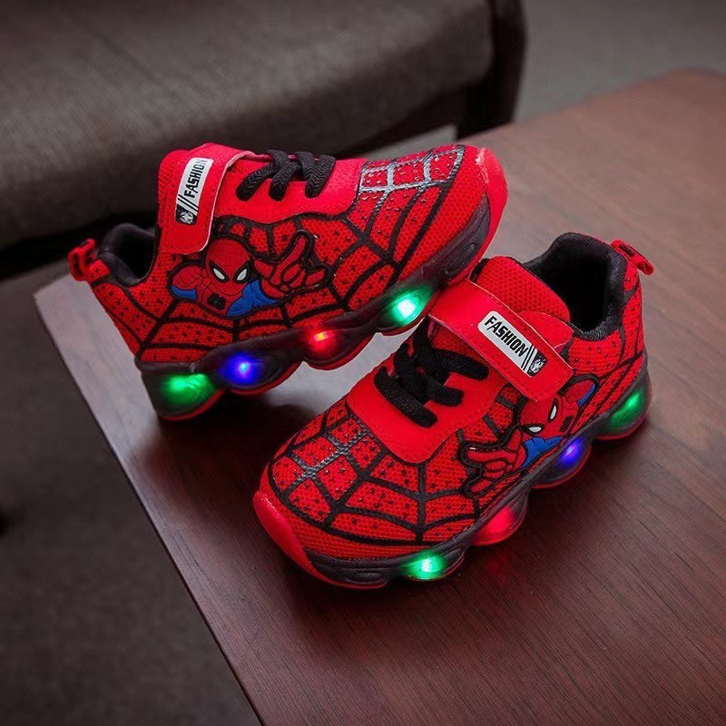 Kids Sports Shoes Spiderman Lighted Sneakers Children Led Luminous Shoes For Boys