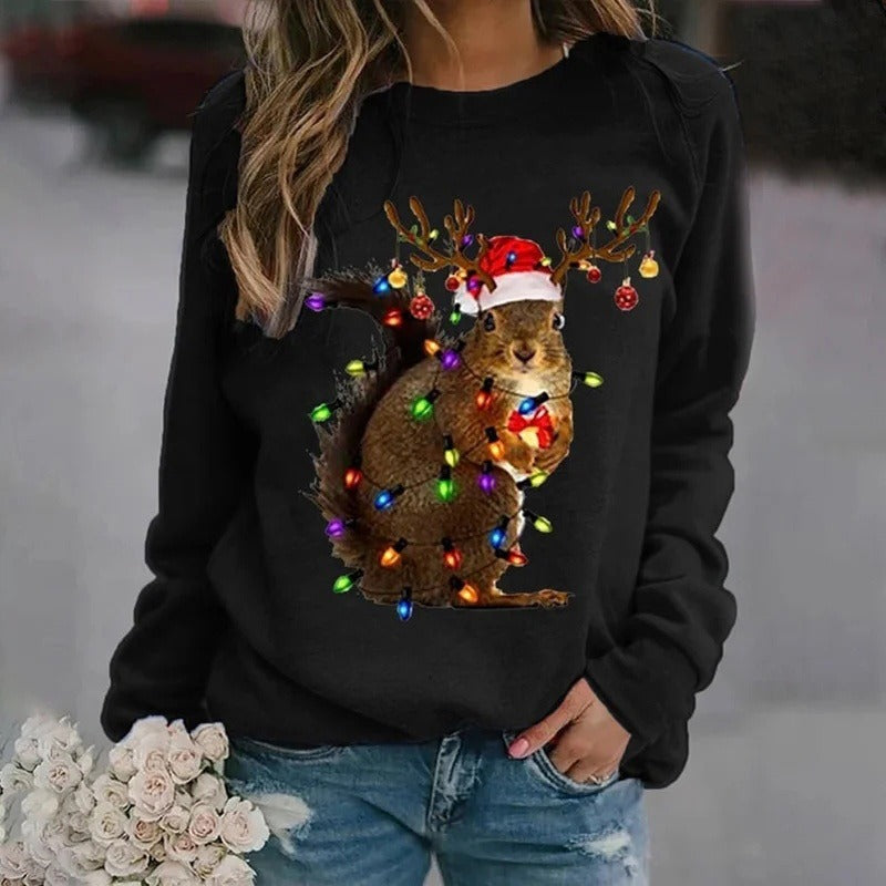 Women Christmas Sweatshirt Crewneck Sweatshirt Long Sleeve Lightweight Blouse Holiday Cute Tee Tops