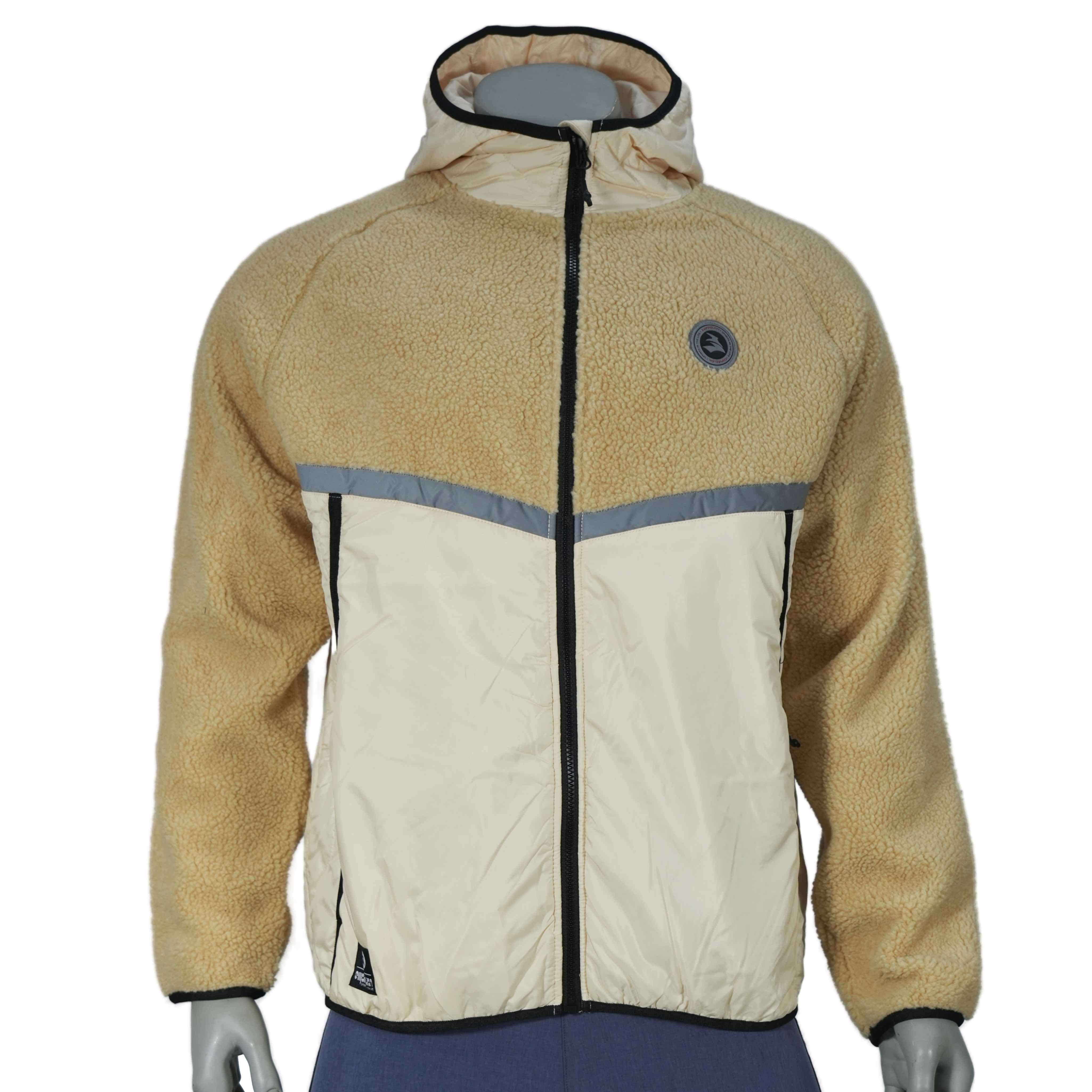 Mens Bonded Sherpa Quilting Panel Reflective Trim Winter Outdoor Hoodie Jacket