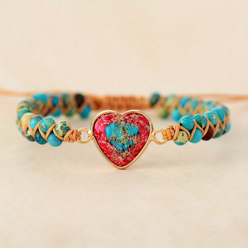 Hot Selling Bracelet Cross-border Goods Source Red Imperial Stone Bracelet Peach Heart Love Hand String Braided Bracelet