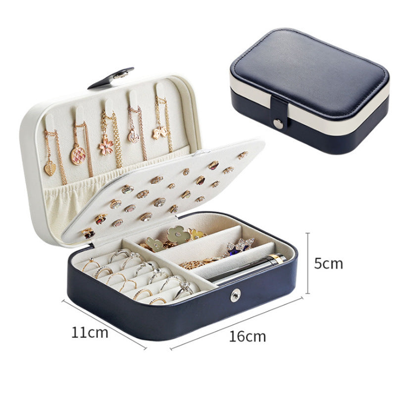 Portable Jewelry Box Jewelry Organizer Display Travel Jewelry Case Boxes Button Leather Storage Zipper Jewelers Joyero