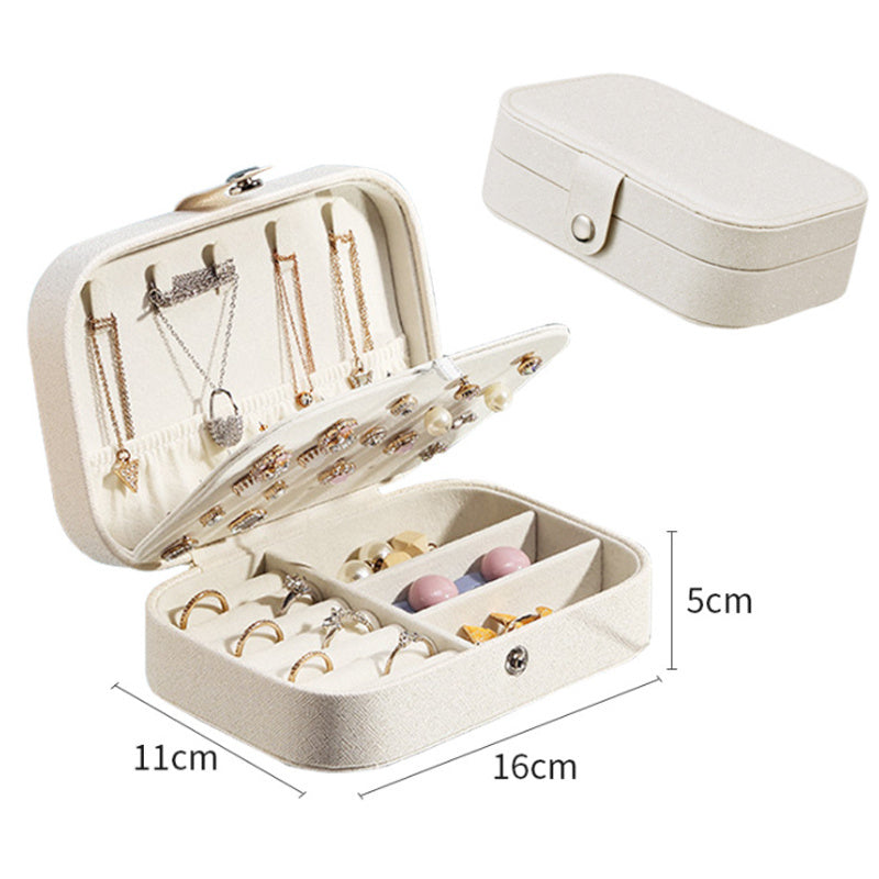 Portable Jewelry Box Jewelry Organizer Display Travel Jewelry Case Boxes Button Leather Storage Zipper Jewelers Joyero