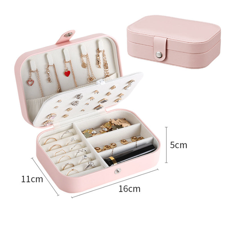 Portable Jewelry Box Jewelry Organizer Display Travel Jewelry Case Boxes Button Leather Storage Zipper Jewelers Joyero