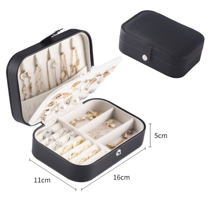 Portable Jewelry Box Jewelry Organizer Display Travel Jewelry Case Boxes Button Leather Storage Zipper Jewelers Joyero
