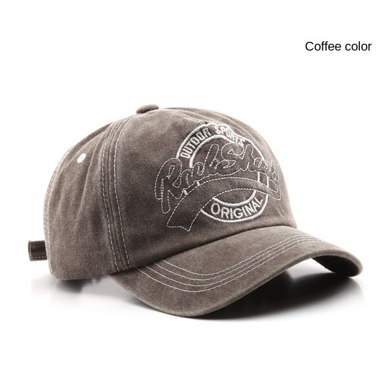 Washed Old Letter Embroidery Five piece Hat Outdoor Male Travel Sunscreen Baseball Hat Duck Tongue Hat