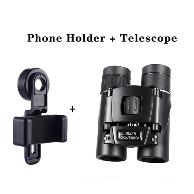 500X25 / 300X25 Professional Folding Small Compact Lightweight Binoculars; Long Range Zoom Telescope With Storage Bag For Hiking Hunting Travel Super Foot Bowl Game Watching