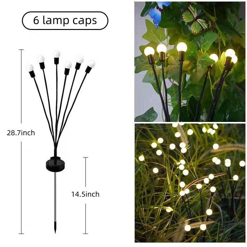 2pcs 8 LED Solar Powered Firefly Lights; Waterproof Warm Yellow Lights For Christmas Party Outdoor Garden Yard Pathway Decoration (28.7 * 14.5 Inch)