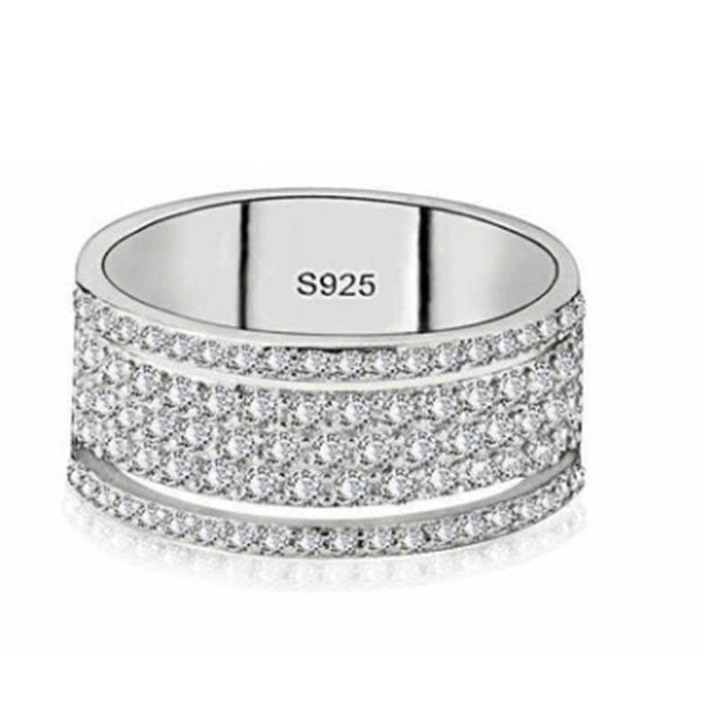 Exquisite Bridal Wedding Silver Rings for Women White Crystal Princess Engagement Diamond Ring