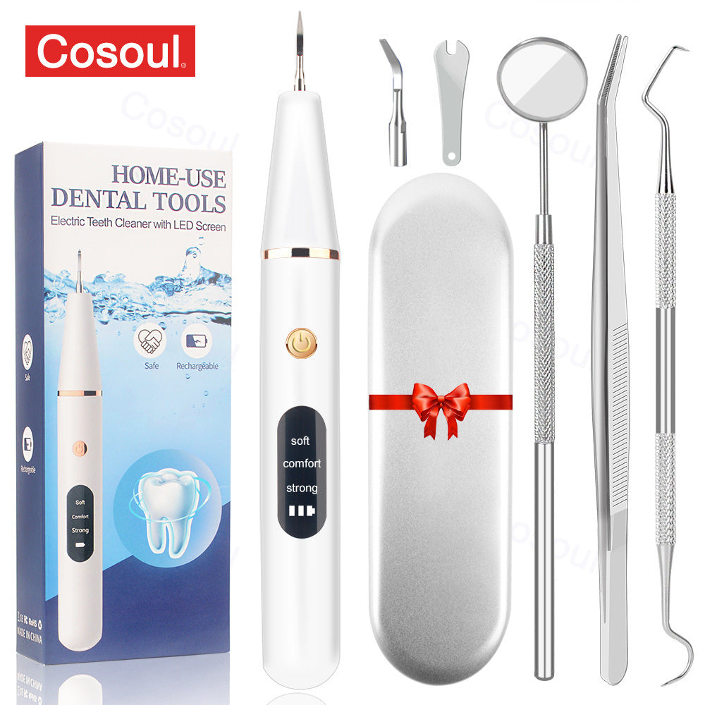 Ultrasonic Teeth Cleaner - For Teeth Cleaning Tool Kit Electric Plaque & Calculus Remover - With LED 3 Adjustable Modes