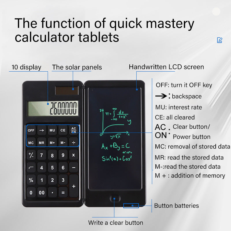 Creative Calculator Solar Calculator Handwriting Board Folding Portable Student Electronic Calculator