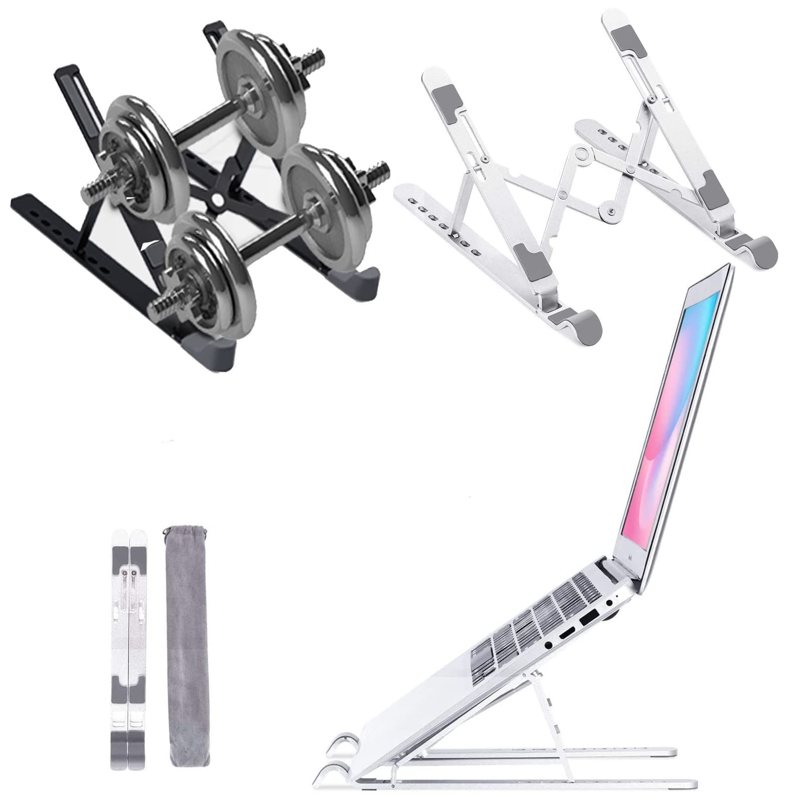 Laptop Stand; Adjustable Computer Holder Aluminum Riser; Non-Slip Metal Compatible With MacBook Air Pro Foldable Portable Tablets Holder For Notebook Computer