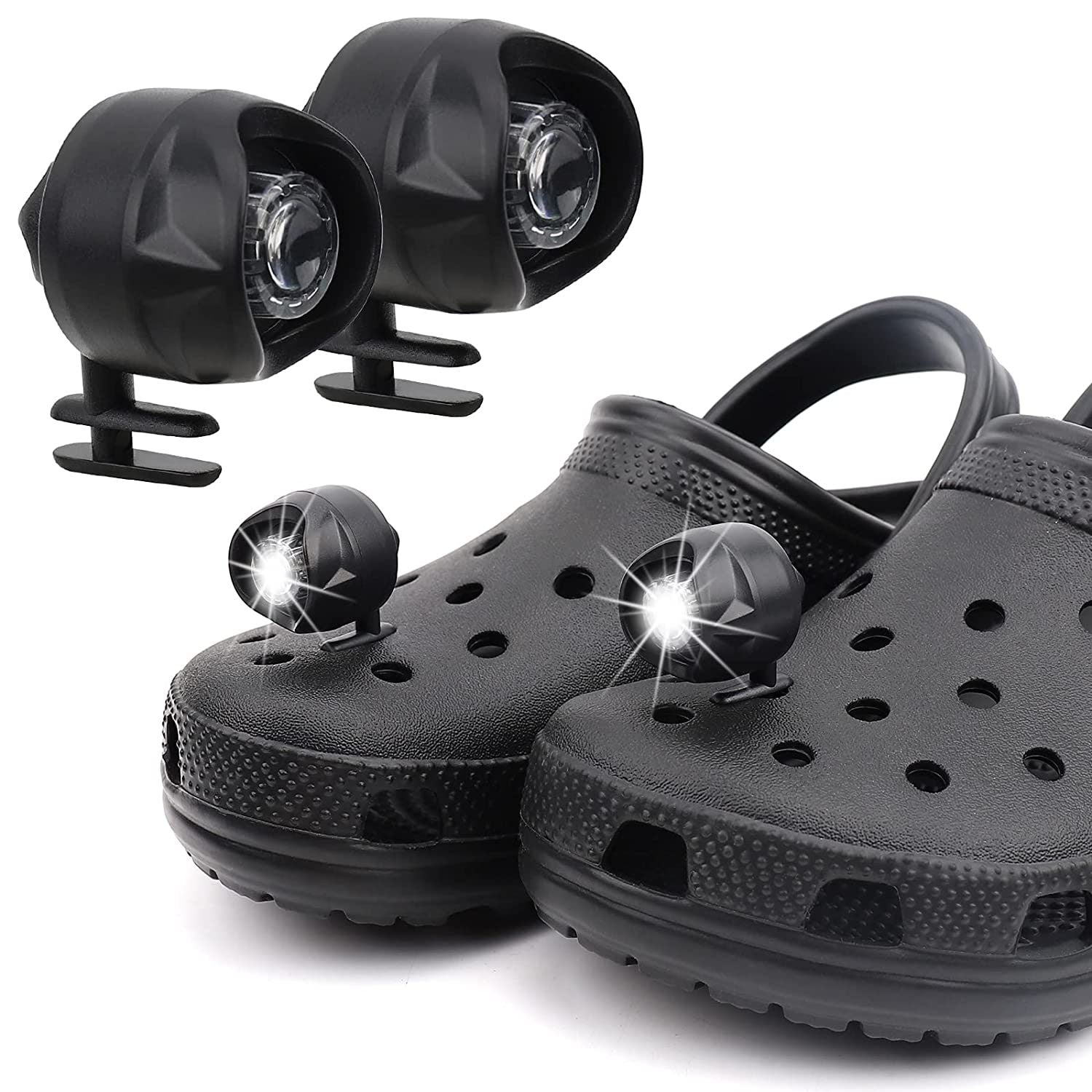 Headlights for croc; 2Pcs croc lights for shoes; light up croc charms for Dog Walking; Handy Camping; Waterproof; 3 Modes croc lights