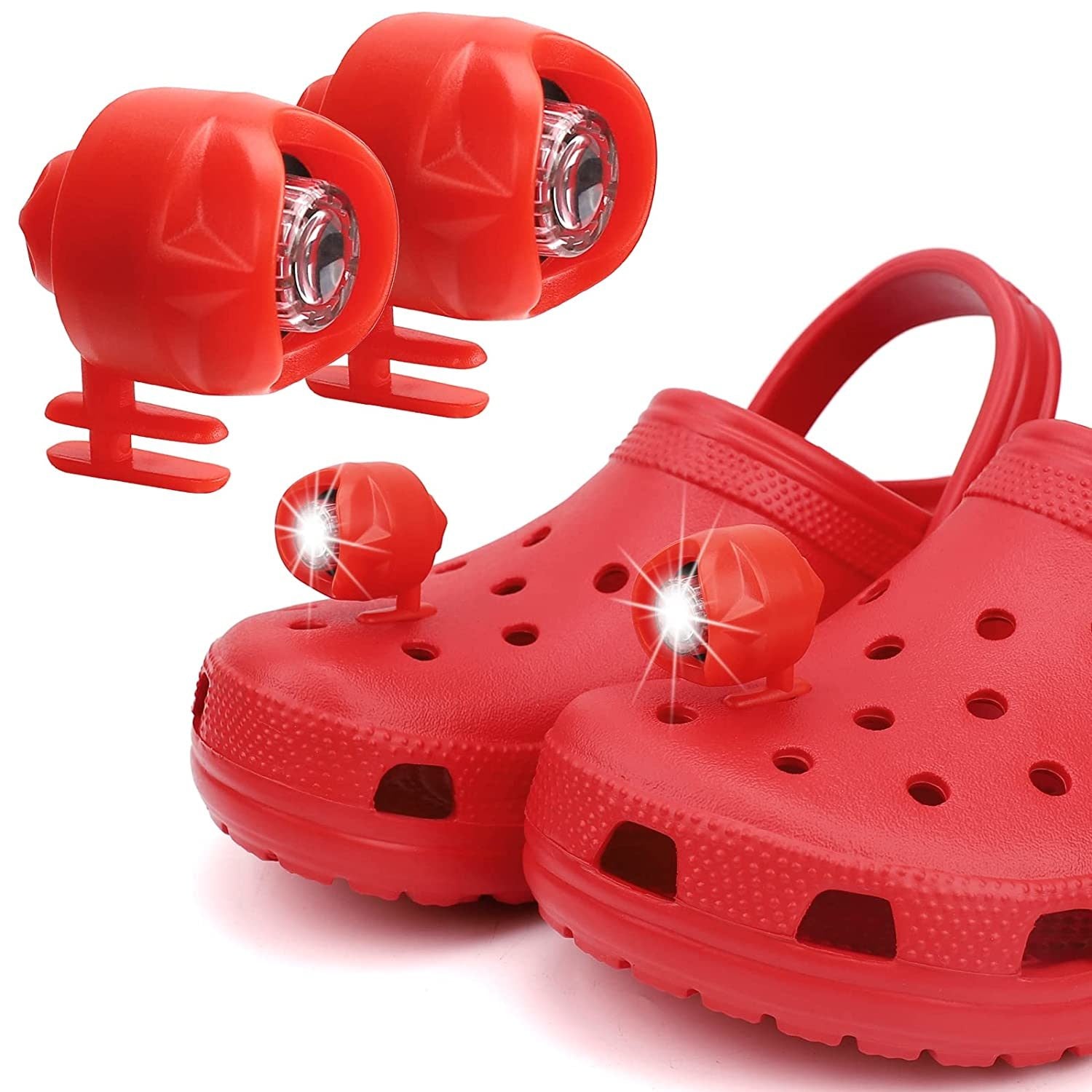 Headlights for croc; 2Pcs croc lights for shoes; light up croc charms for Dog Walking; Handy Camping; Waterproof; 3 Modes croc lights