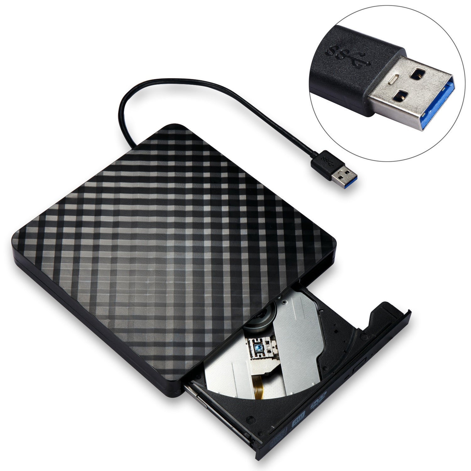 External CD DVD +/-RW Drive USB 3.0 Type-C; Ultra Slim Portable Aluminum DVD CD ROM Optical Drive Burner Reader Writer For MacBook Pro/ Air; IMac; Windows 11/10/8/7 Laptop PC