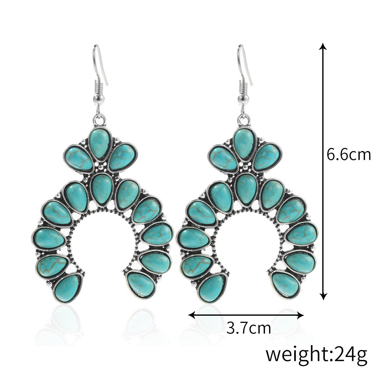 Cross border Amazon ethnic style earrings European and American turquoise vintage national style earrings set Bohemian earrings