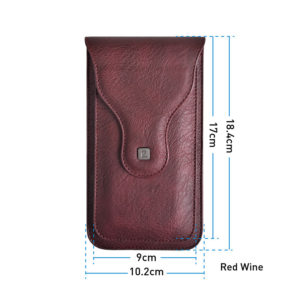 6.5 Inch Pu Leather Phone Belt Bag Dual Layer Phone Bag Purse With Credit Card Slots And Mirror; Suit For Most Smartphone
