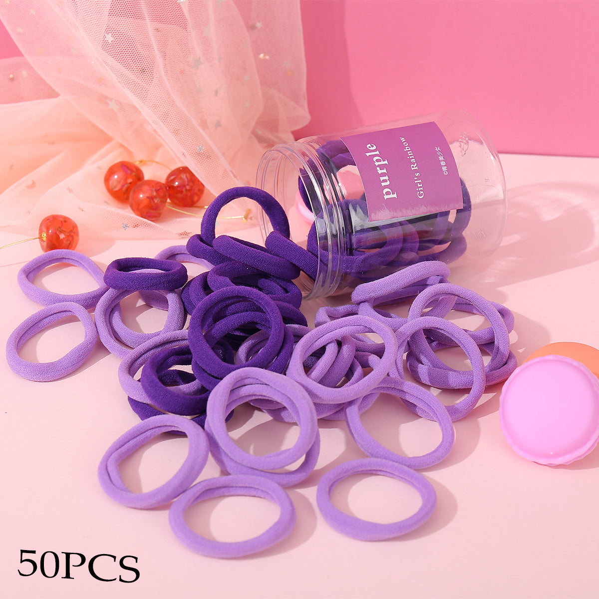 2021 Korean Style Korean Style Retro Convenient Fashion Practical Rubber Band 50 Pieces Canned Color Towel Ring