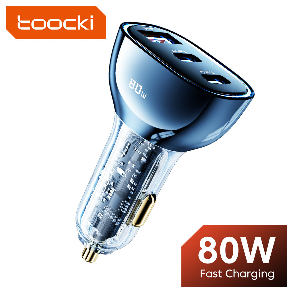 Toocki 80W USB C Car Charger QC3.0 Quick Charge PD Fast USB Type C Car Phone Charger For iPhone iPad Xiaomi POCO Huawei Samsung