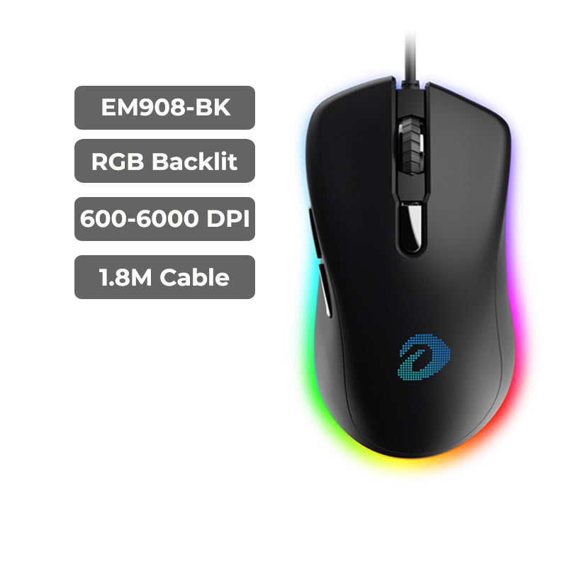 DAREU Wired RGB Gaming Mouse with 6 Programmable Buttons ATG4090 Sensor 6000 DPI 150 IPS 50Million Click Times For PC Steam Game