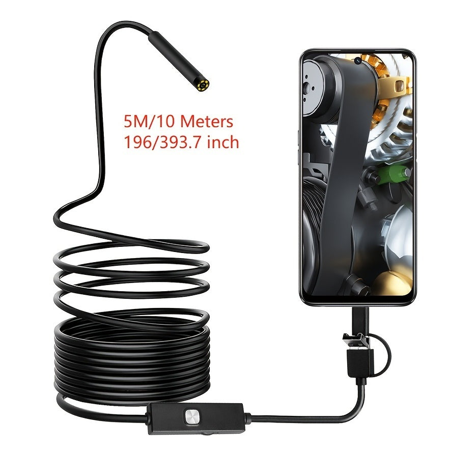 1pc Long Wire Android Endoscope 3 In 1 USB/Type-C Borescope Inspection Camera Waterproof For Smartphone With OTG And UVC PC; Tube Endoscope Snake Inspection Mini Camera With Long Wire