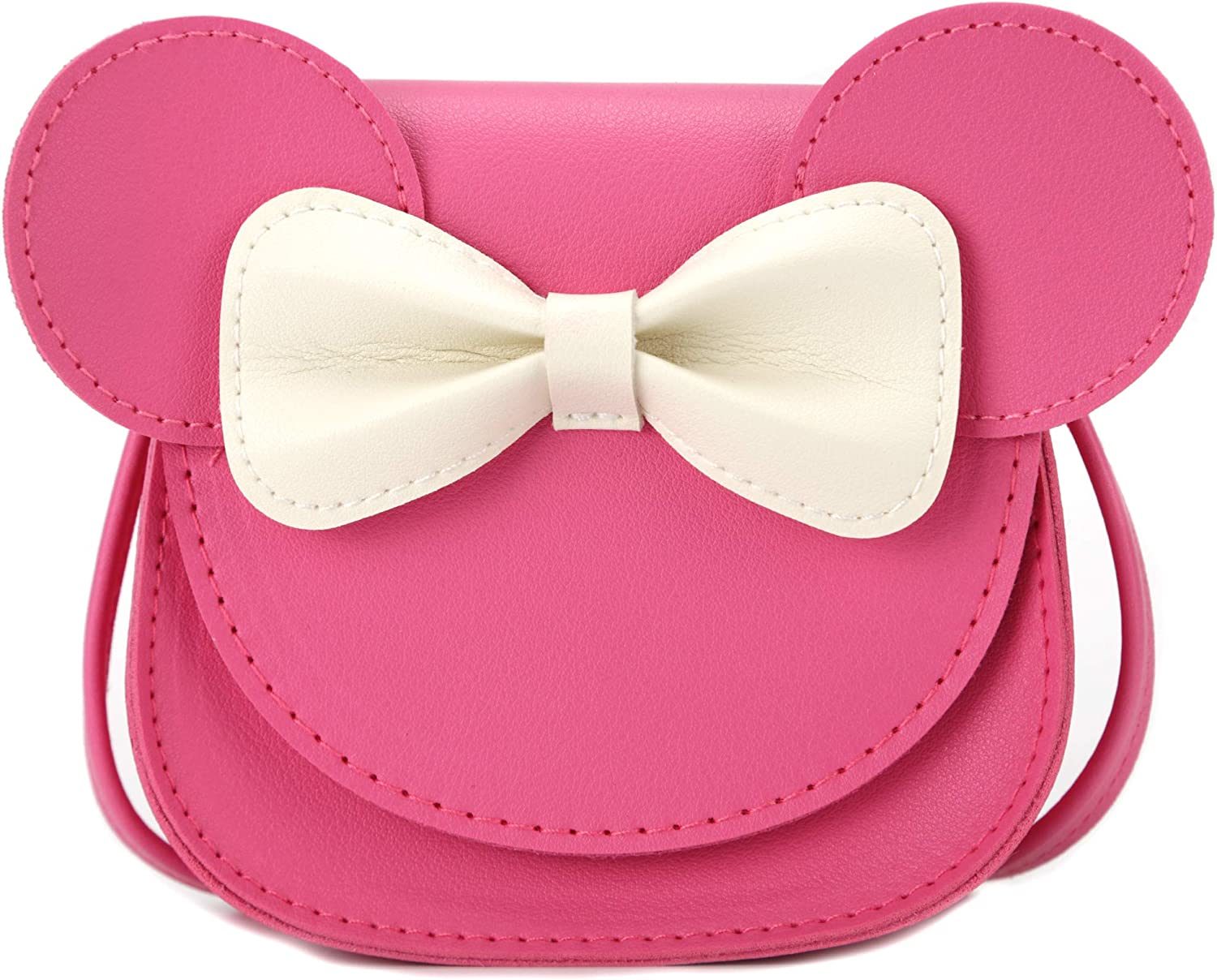 Little Mouse Ear Bow Crossbody Purse; PU Shoulder Handbag for Kids Girls Toddlers