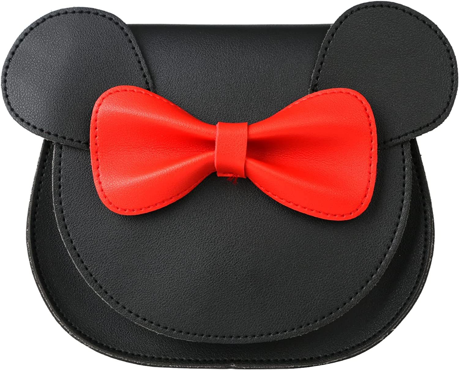 Little Mouse Ear Bow Crossbody Purse; PU Shoulder Handbag for Kids Girls Toddlers