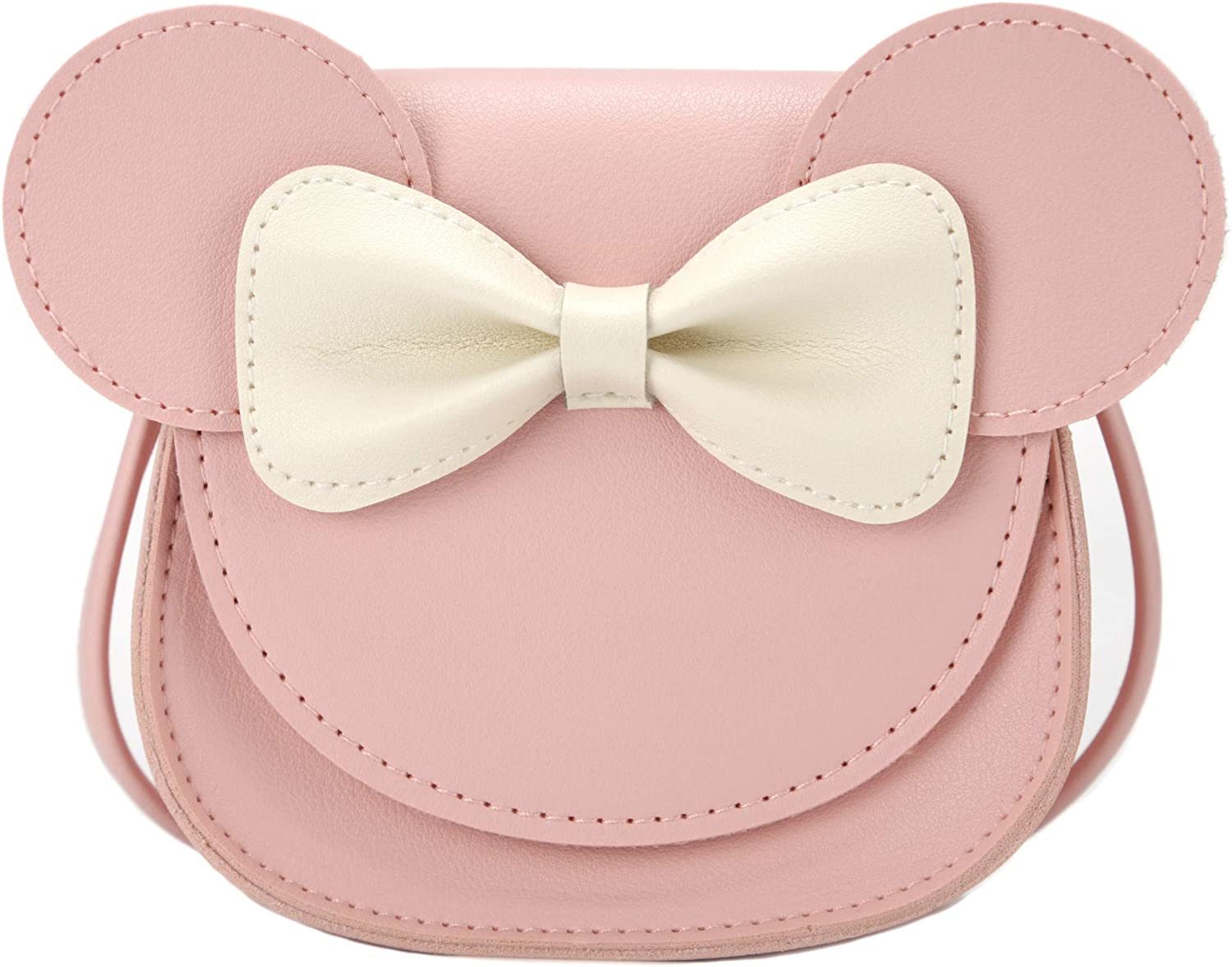 Little Mouse Ear Bow Crossbody Purse; PU Shoulder Handbag for Kids Girls Toddlers