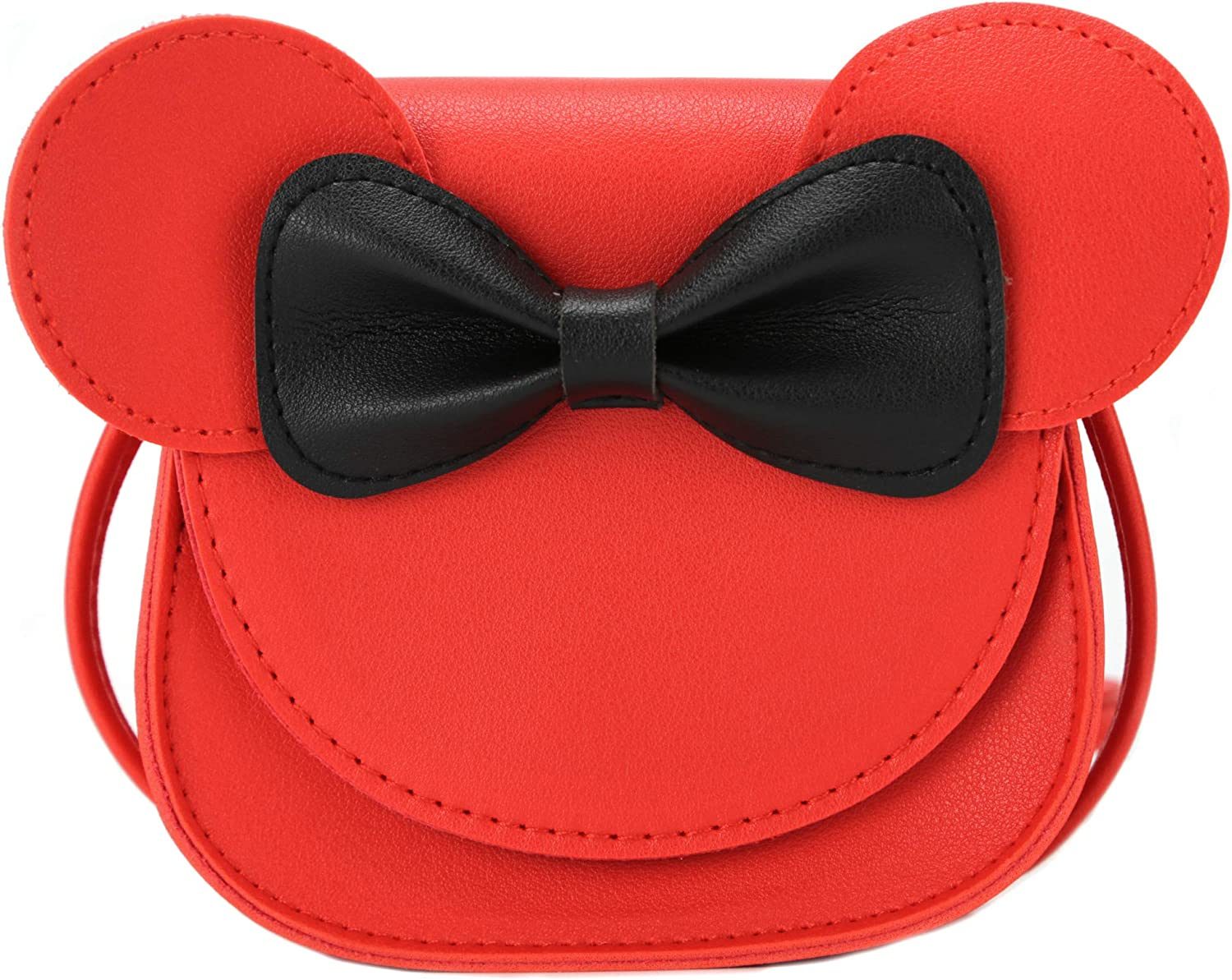 Little Mouse Ear Bow Crossbody Purse; PU Shoulder Handbag for Kids Girls Toddlers