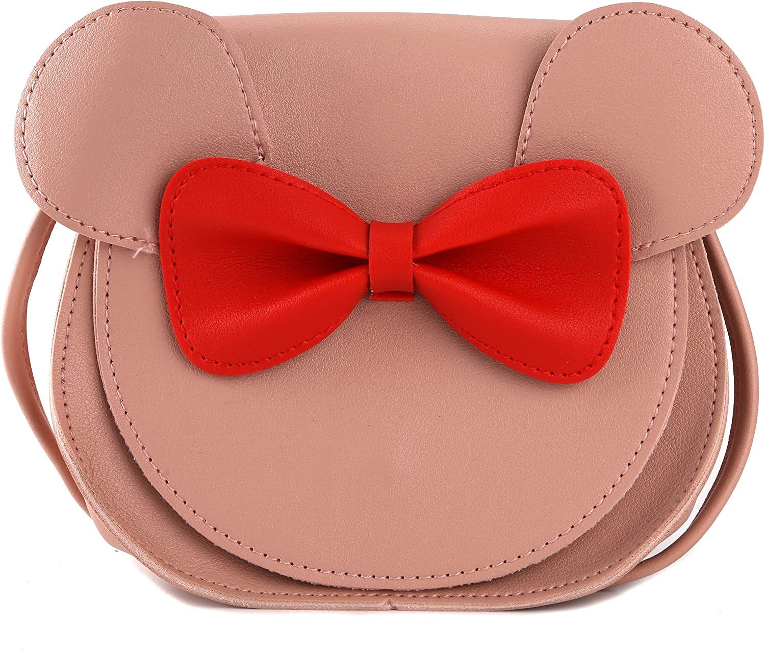 Little Mouse Ear Bow Crossbody Purse; PU Shoulder Handbag for Kids Girls Toddlers
