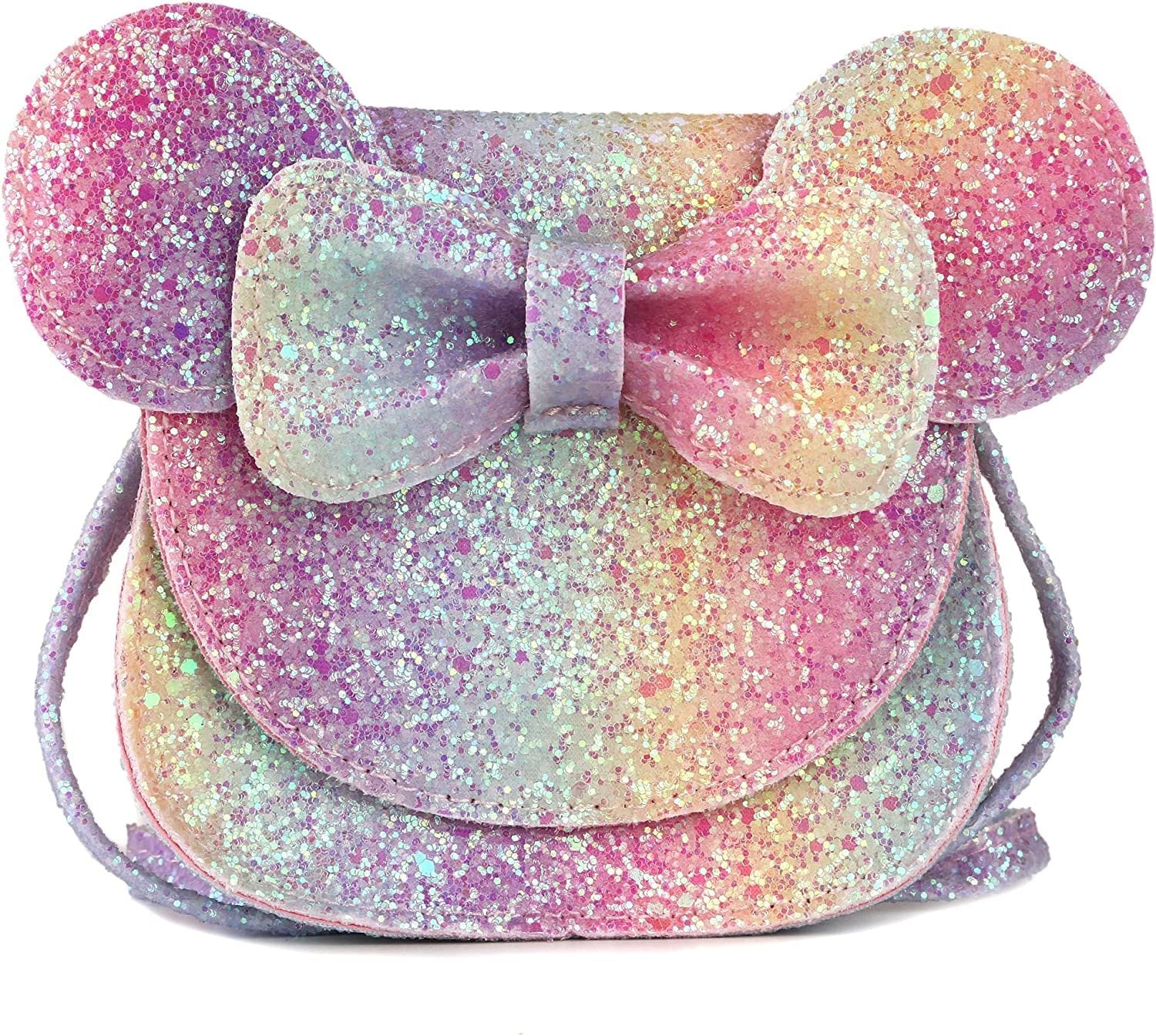 Little Mouse Ear Bow Crossbody Purse; PU Shoulder Handbag for Kids Girls Toddlers