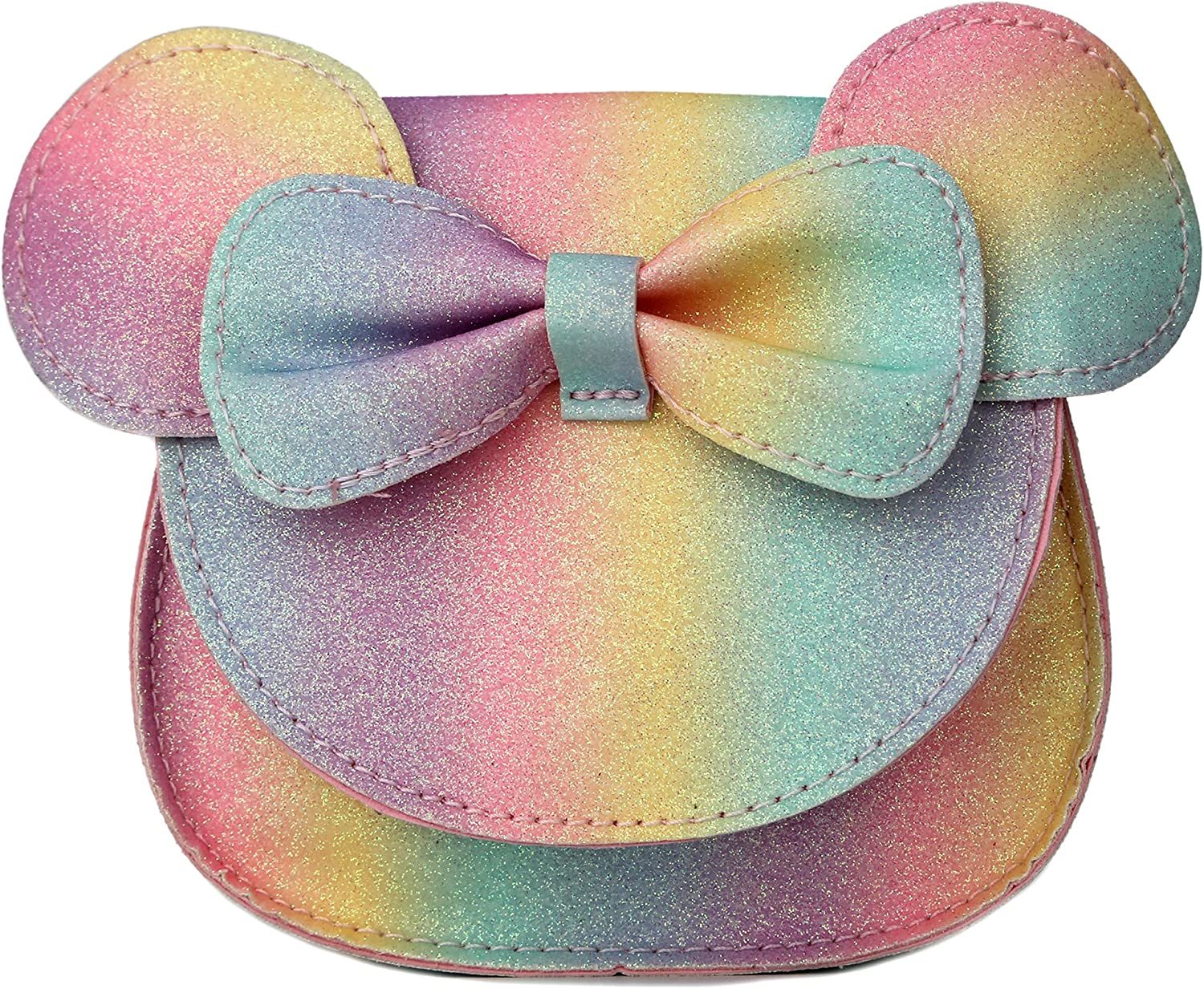 Little Mouse Ear Bow Crossbody Purse; PU Shoulder Handbag for Kids Girls Toddlers