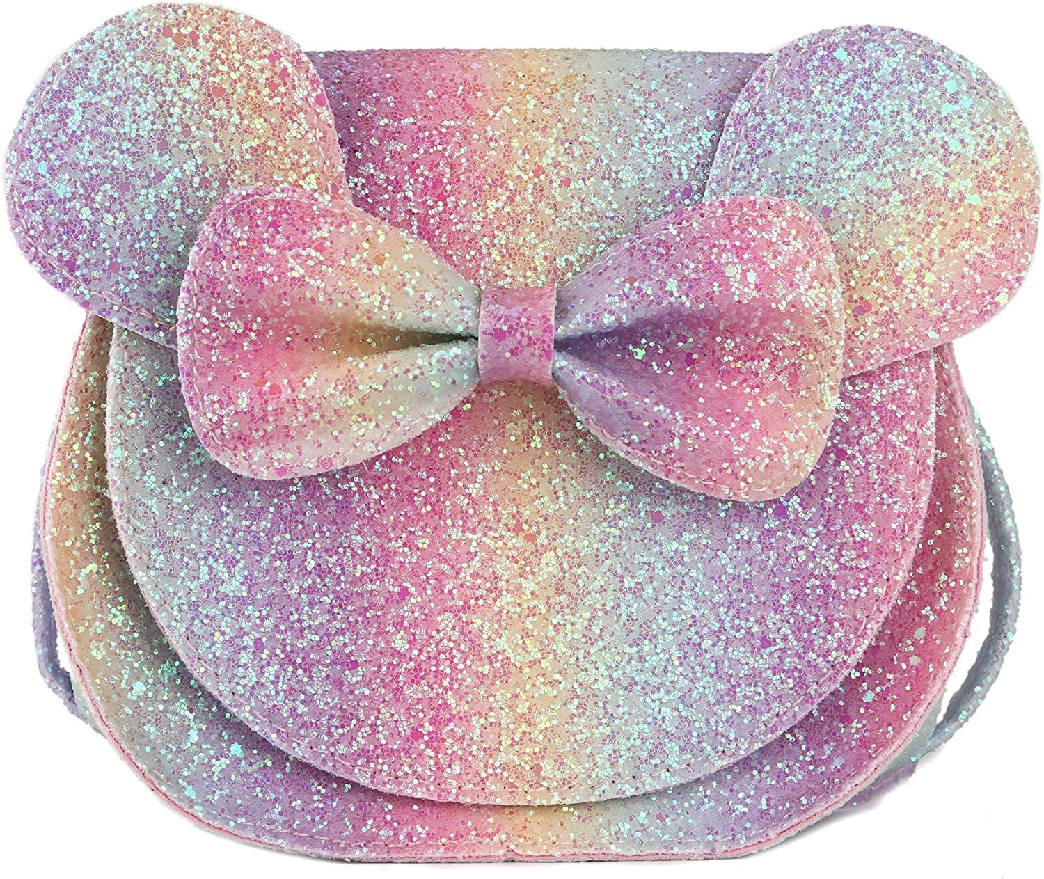 Little Mouse Ear Bow Crossbody Purse; PU Shoulder Handbag for Kids Girls Toddlers