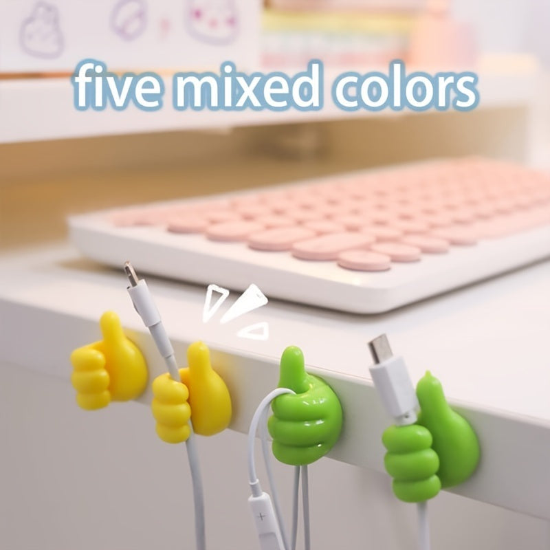 10 Pack Thumb Shape Key Hooks Multifunctional Clip Holder Small Hand Wall Hooks Cute Car Adhesive Hooks Personalized Creative Non-marking Silicone Hooks For Key Towel Cable Home Office Car Desk