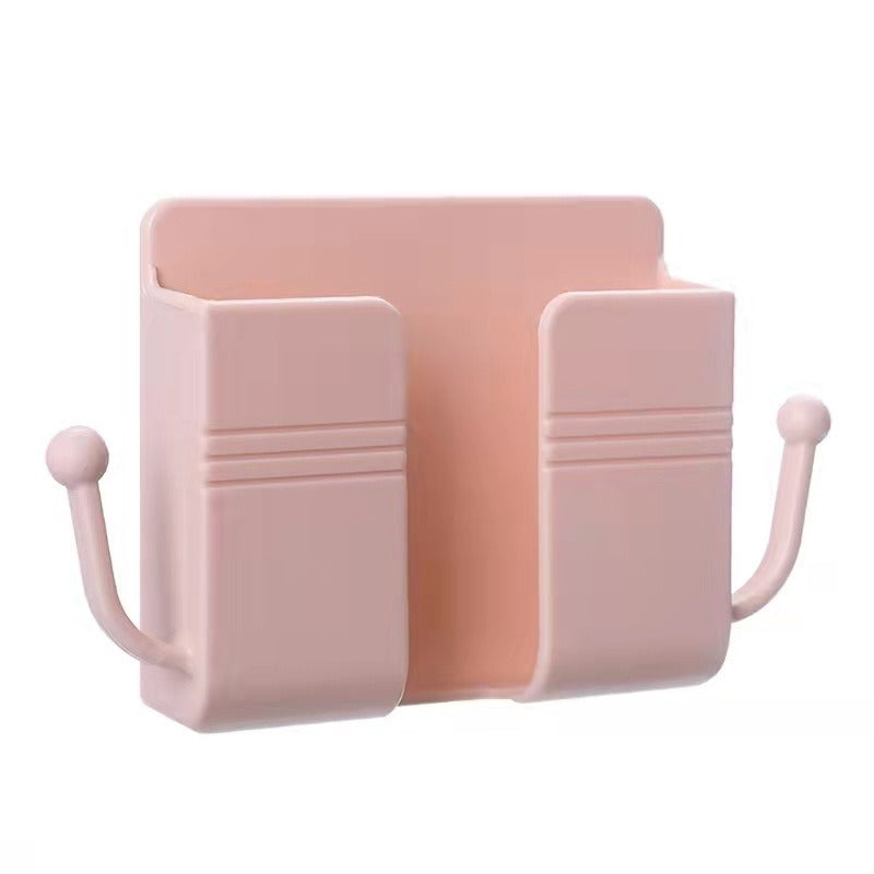 Wall Mount Phone Holder With Hooks; Storage Box For Mobile Phone Remote Control; Storage Box For Bedroom; Kitchen; Bathroom; Office