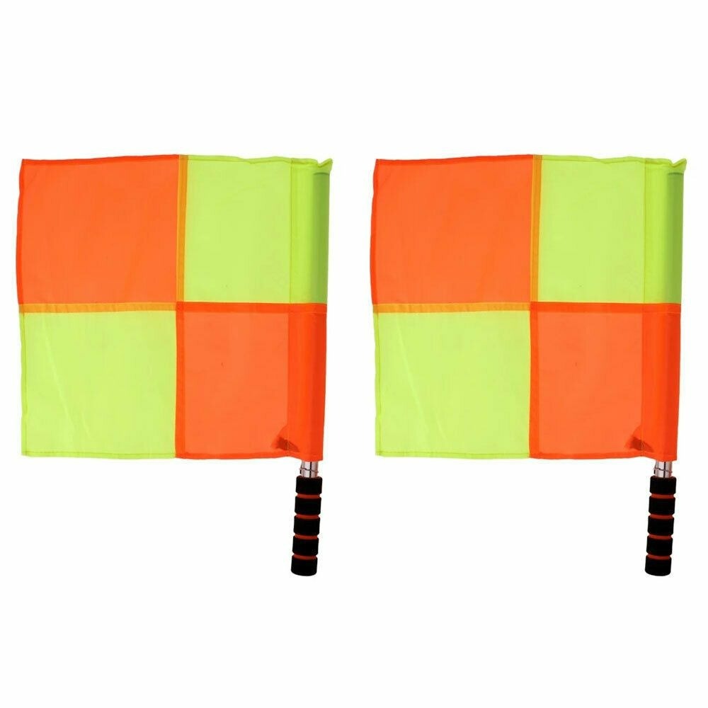 2×Deluxe Referee Flags Set; Football Rugby Hockey Training Referee Flags
