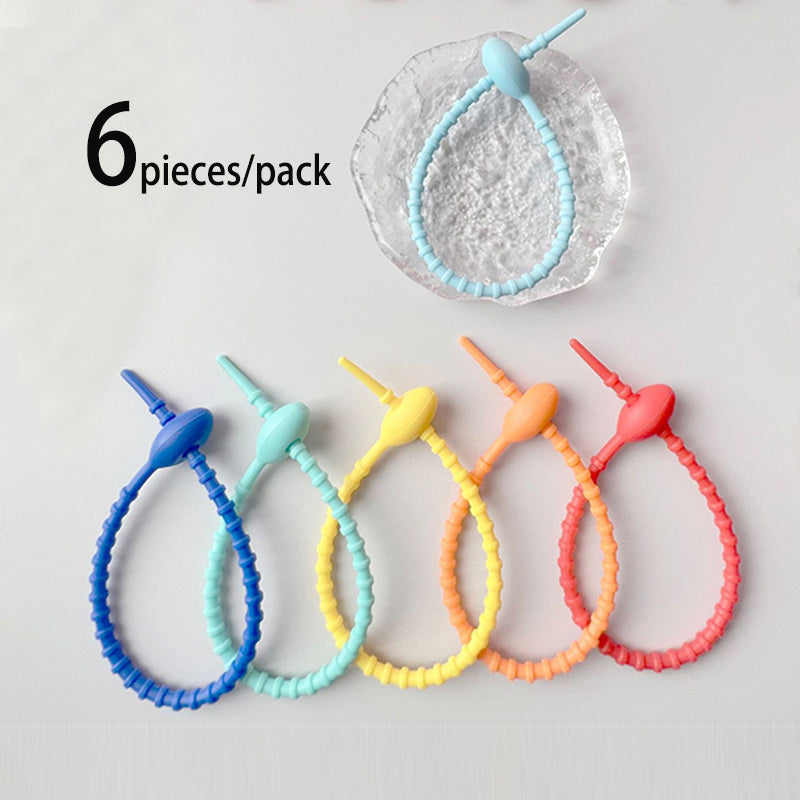 8.269inch Colorful Silicone Cable Ties; Reusable Rubber Twist Tie Bag Clip Bread Tie Zip Ties Adjustable Cable Cord Wraps Management Organizer