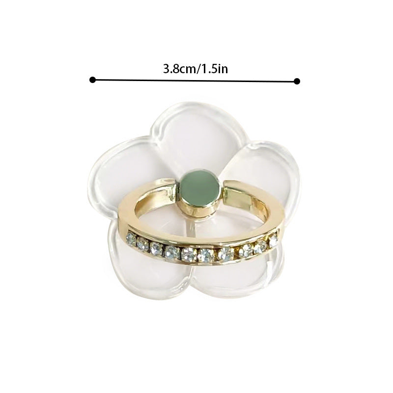 Transparent Clear Flower Cell Phone Ring Grips Holder For IPhone Samsung Galaxy; Finger Ring Stand For Smartphones Tablets Cases
