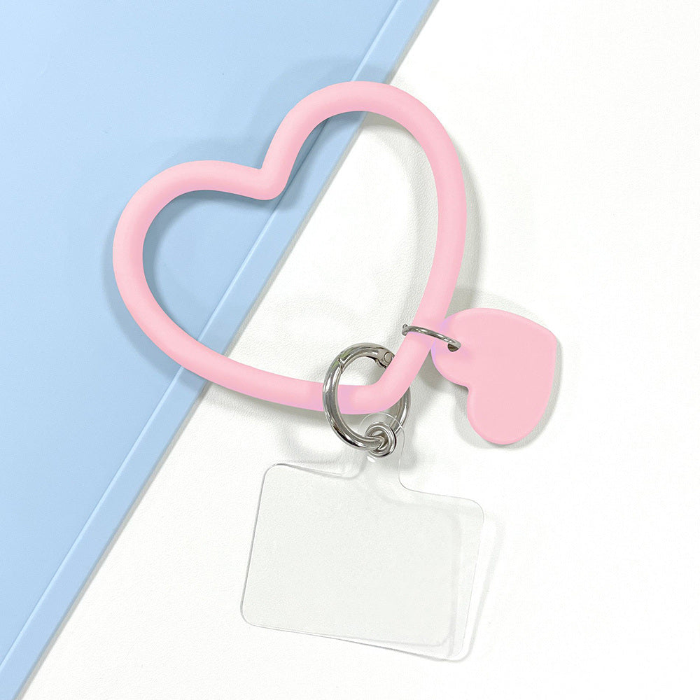 Phone Keychain Solid Color Silicone Anti-Lost Key Ring Bracelet Heart Phone Lanyard