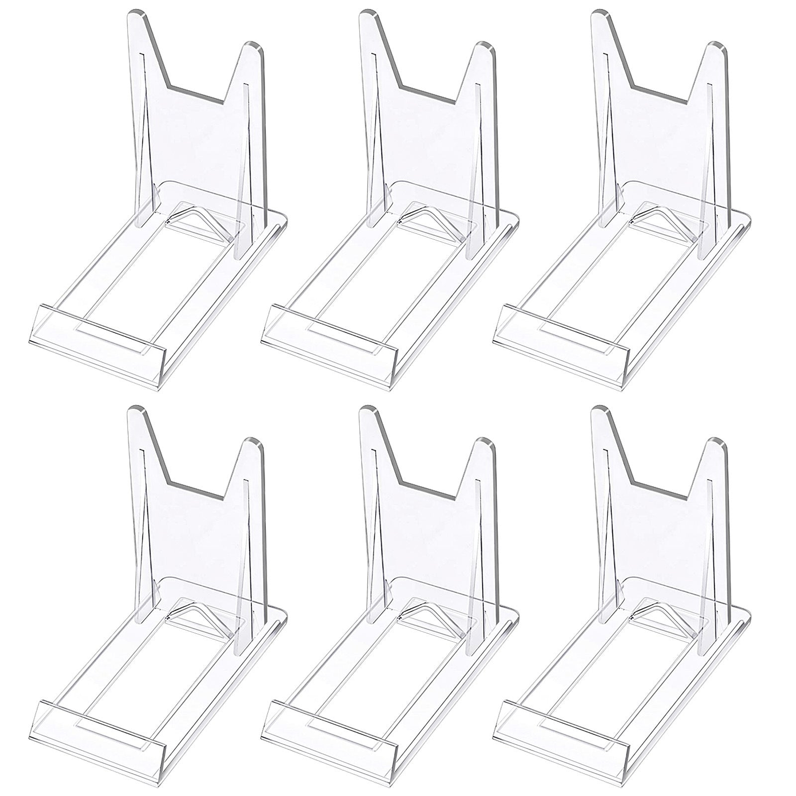 6 Pcs Acrylic Plate Stands; Clear Plastic Display Stand Easel Adjustable Sliding Plastic Stand Acrylic Plate Stands