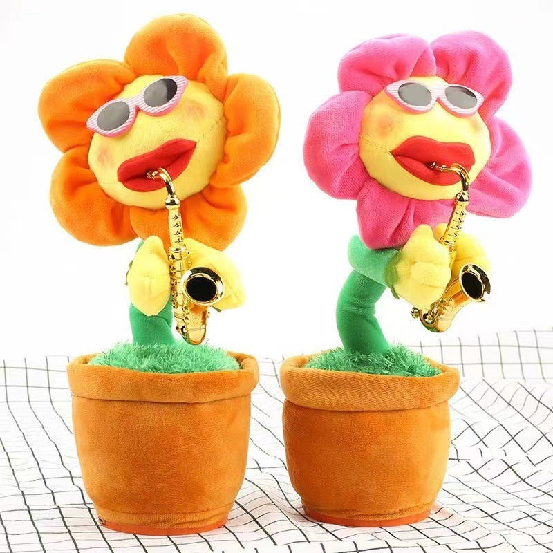 Electric Sunflower Flower Toy; Musical Singing Dancing Repeating Talking Sunflower; Soft Funny Creative Sunflower Plush Toy