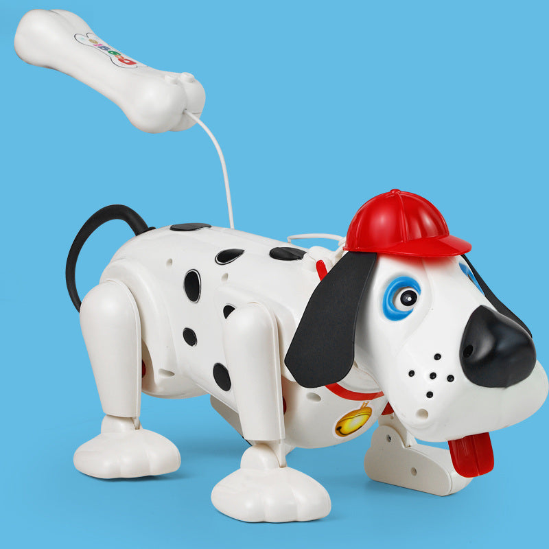 Children's Fun Dog Walking Artifact; Simulation Electric Toy; Spotted Dog Can Go Forward And Reverse; Eyes Can Move And Call With Music; Large Traction Dog Toy For Toddlers