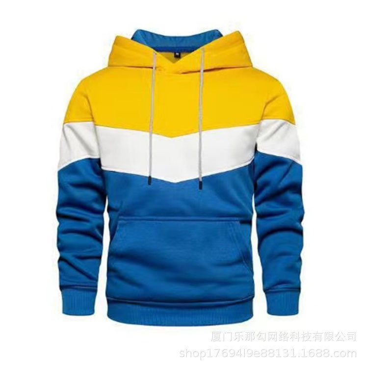New men's fleece sweater splicing Hoodie autumn winter leisure sports sweater Plush casual coat