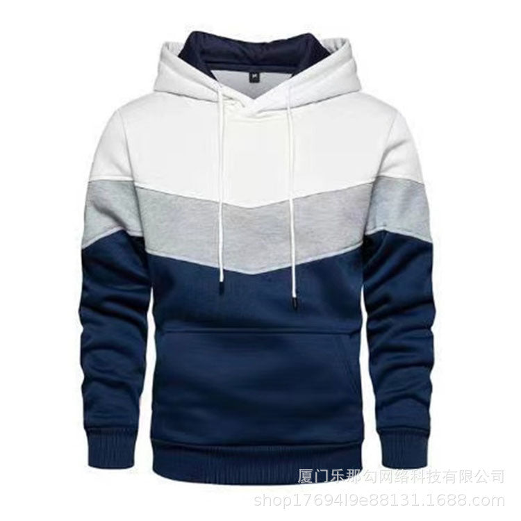 New men's fleece sweater splicing Hoodie autumn winter leisure sports sweater Plush casual coat