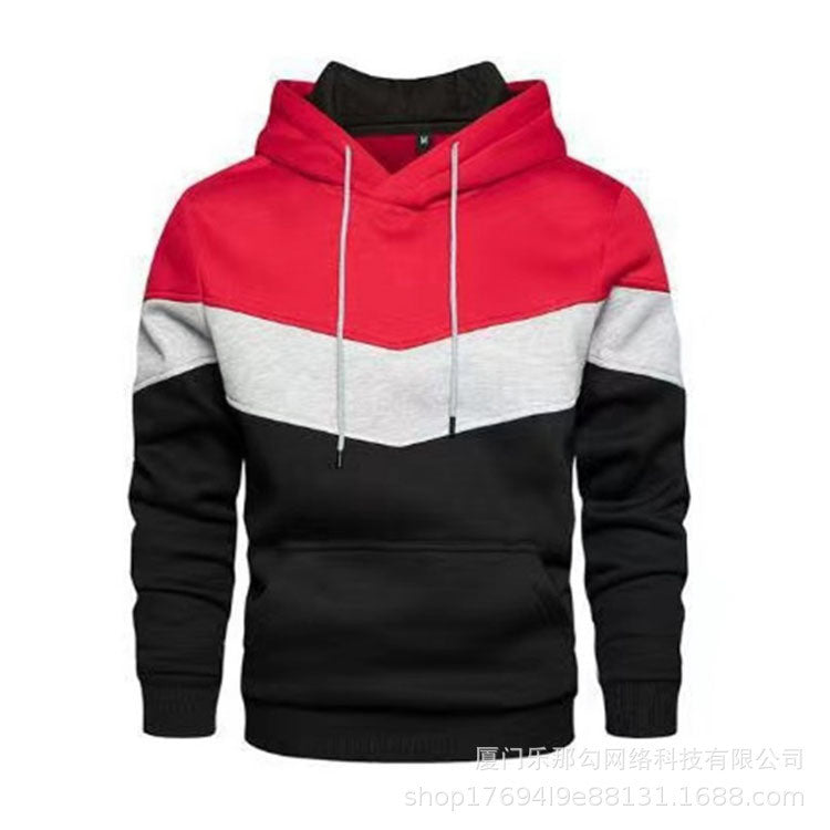 New men's fleece sweater splicing Hoodie autumn winter leisure sports sweater Plush casual coat