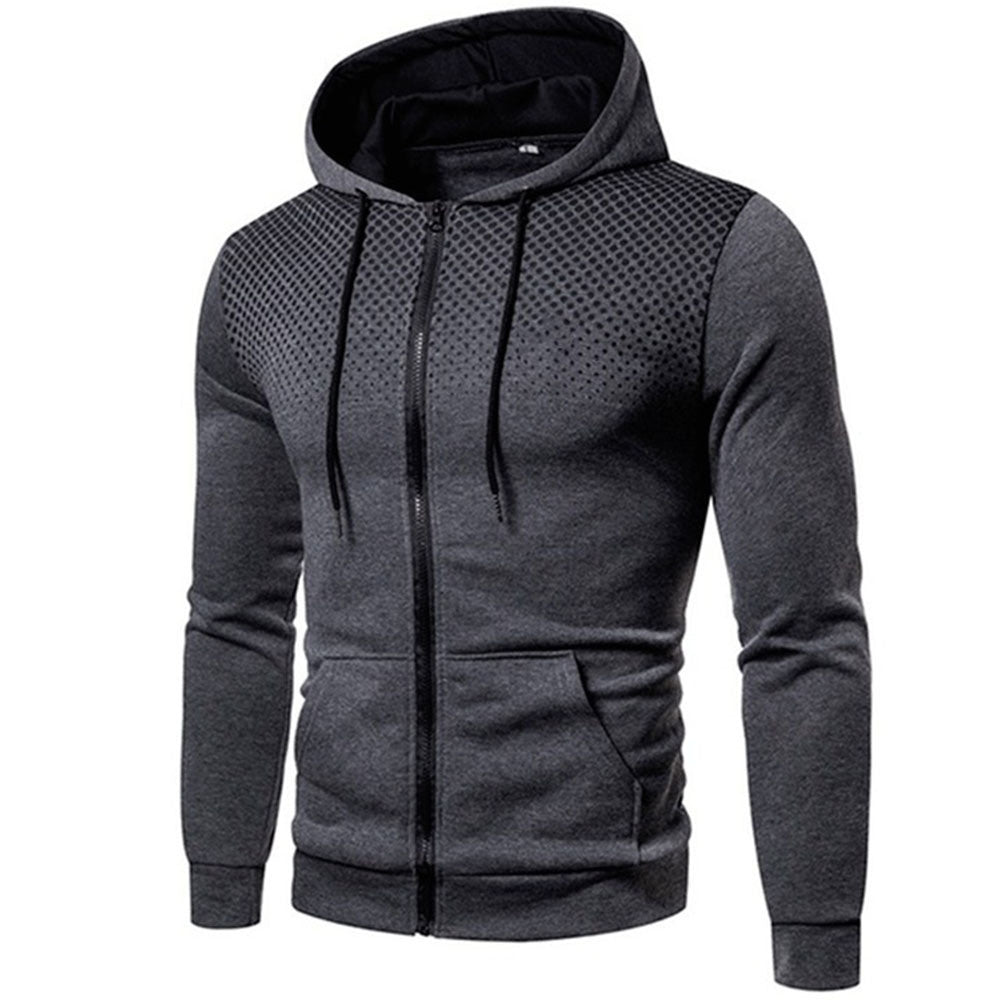 Men's polka dot zipper hoodie sweater Autumn and winter plush warm hoodie hoodie sweatshirt