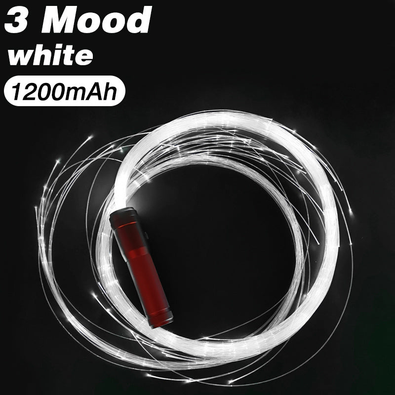 LED Fiber Optic Whip Disco Dance Whips 360° Swivel Glowing Whip 10 Modes Sparkle Flow Toy Rechargeable Light-Up Whip Party Props