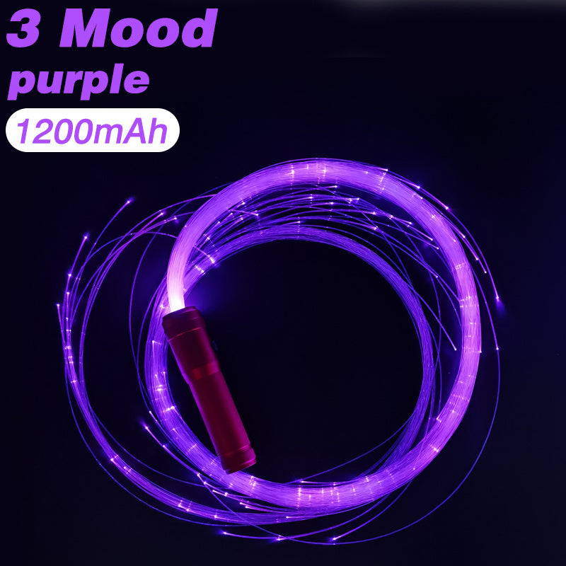 LED Fiber Optic Whip Disco Dance Whips 360° Swivel Glowing Whip 10 Modes Sparkle Flow Toy Rechargeable Light-Up Whip Party Props