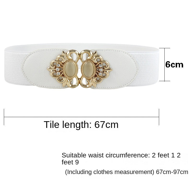 Korean waistband female decoration with skirt elastic waist cover; wide and narrow elastic belt; fashionable new style; quick sale; golden pear drop